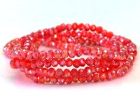 Armband mit Kristallperlen, Crystal Glasperlen, Gummiband, rot glanz, Länge ca. 100cm