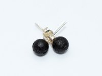 Lava Ohrstecker rund schwarz 6 mm Silber 975