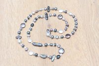 Perlenkette Perlen-Mix 5-15mm, Endlosgeknüpft ohne Verschluss, blau Länge ca. 80 cm